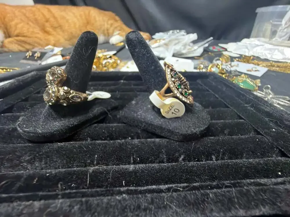 Sunspicems Vintage Turkish Ring Size Rhinestone Floral